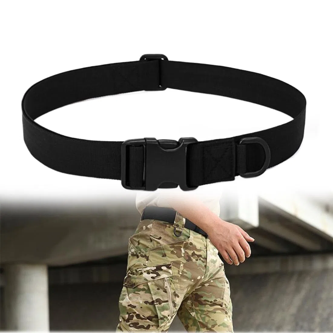 Cintura tattica regolabile per Airsoft e attività all'aperto, con chiusura di sicurezza militare e cintura di combattimento. Ottima per coppie.