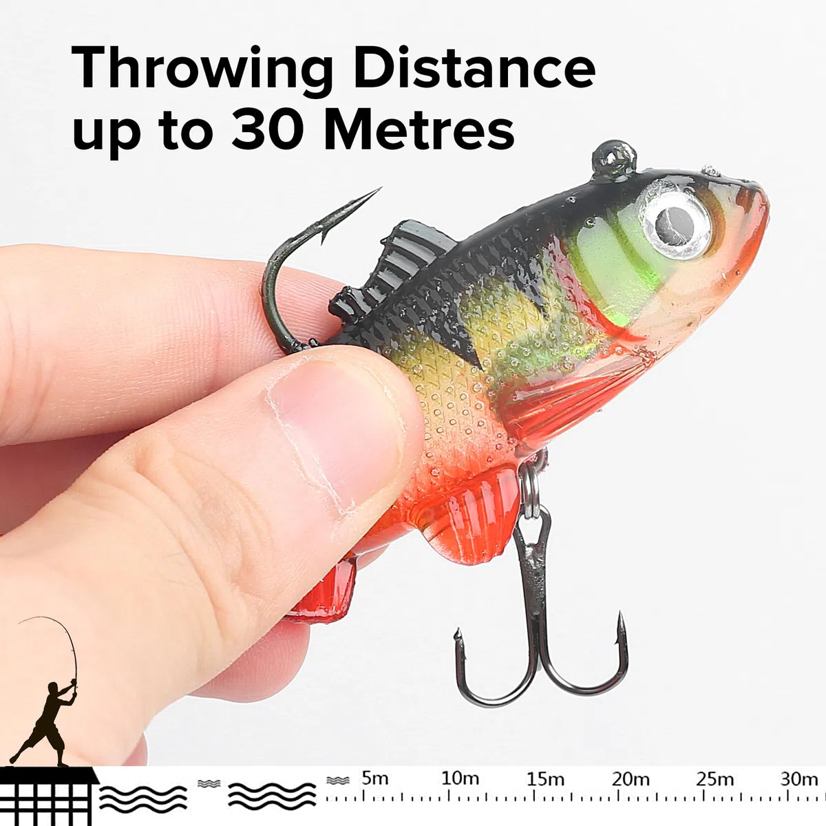 Realure 8 Pezzi Kit di Esche Artificiali Spinning Mare, 5 Dimensioni Shad Spinning, Esche da Pesca per Trote d'Acqua Dolce, Minnow Spin per Acqua Salata, Pesca Alla Trota, Spigola, Salmone