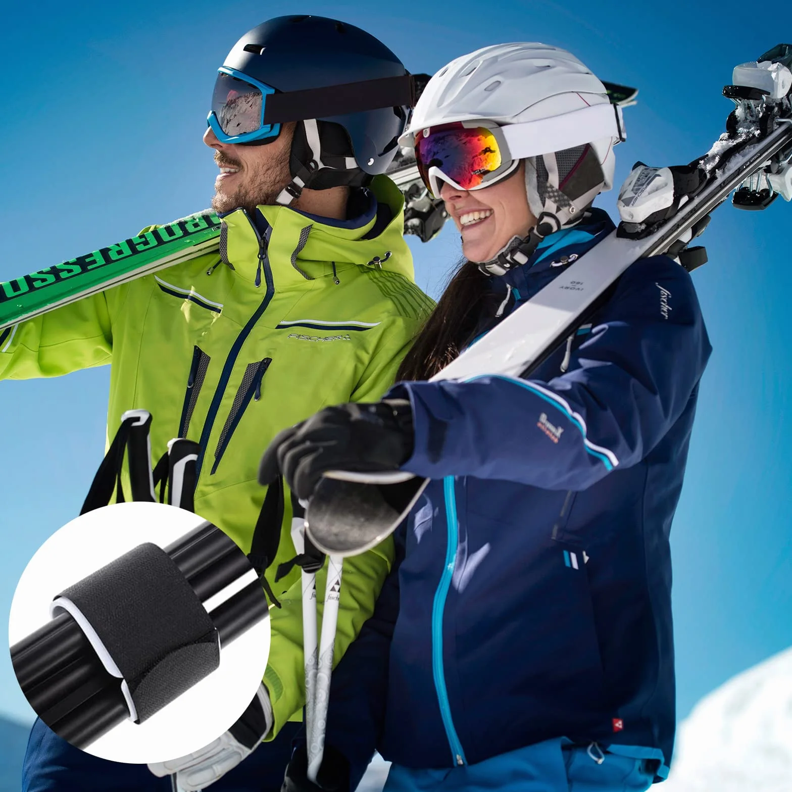 Ski Tracolla Regolabile Ski Straps Cinghia da Sci in Nylon Poliestere Ski Tracolla per Snowboard Sci Cinghie Porta Sci Fascette da sci Cinghie Spallacci per Trasporto Sci Cinghie, 5 x 45 cm, 2 Pezzi