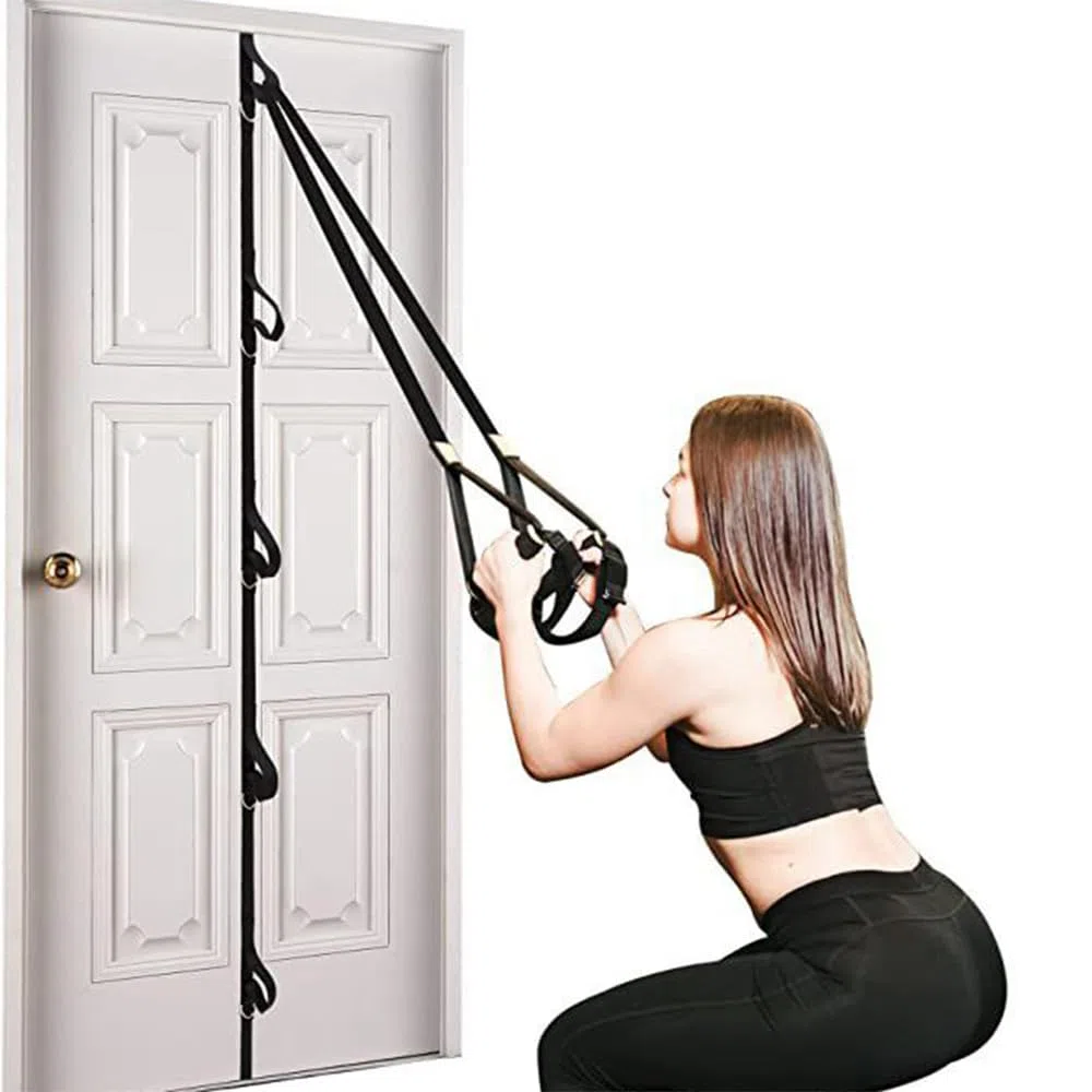 POFET Ancoraggio per Porta per carichi Pesanti, Allenamento per la Forza Anelli saldati ergonomici Antiscivolo di Grosso Spessore Fettuccia in Nylon Resistente