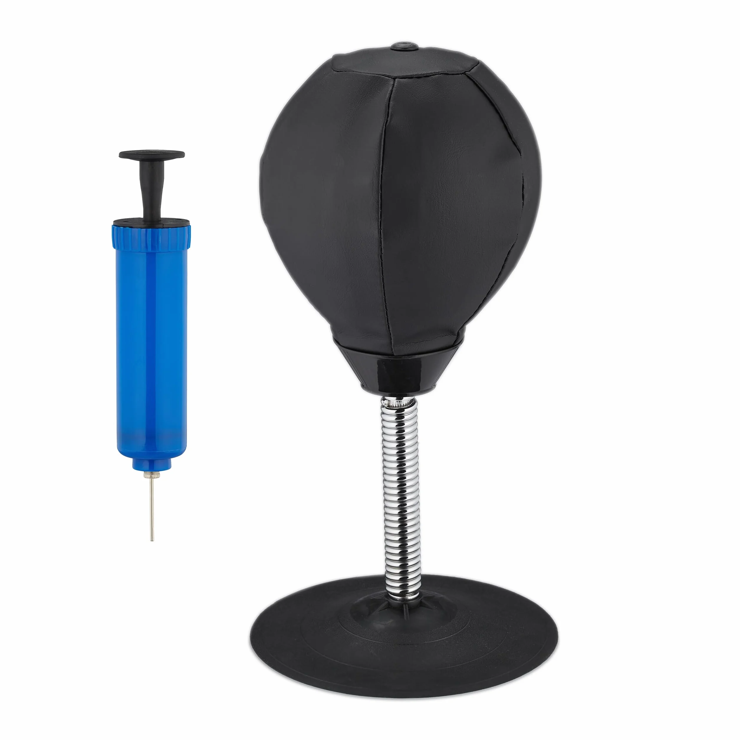 Relaxdays Punching Ball da Tavolo, Punchingball da Scrivania per Ufficio e Lavoro, Contro Lo Stress, Pungiball, Nero