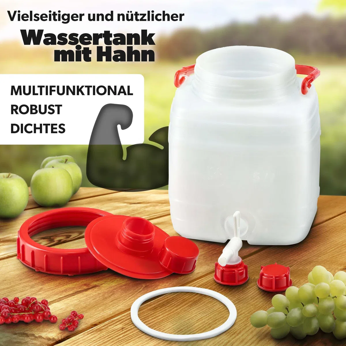 KADAX Tanica per acqua, botti per bevande in plastica, tanica per acqua potabile, serbatoio dell'acqua con rubinetto, serbatoio per acqua, tanica per bevande con guarnizione in gomma