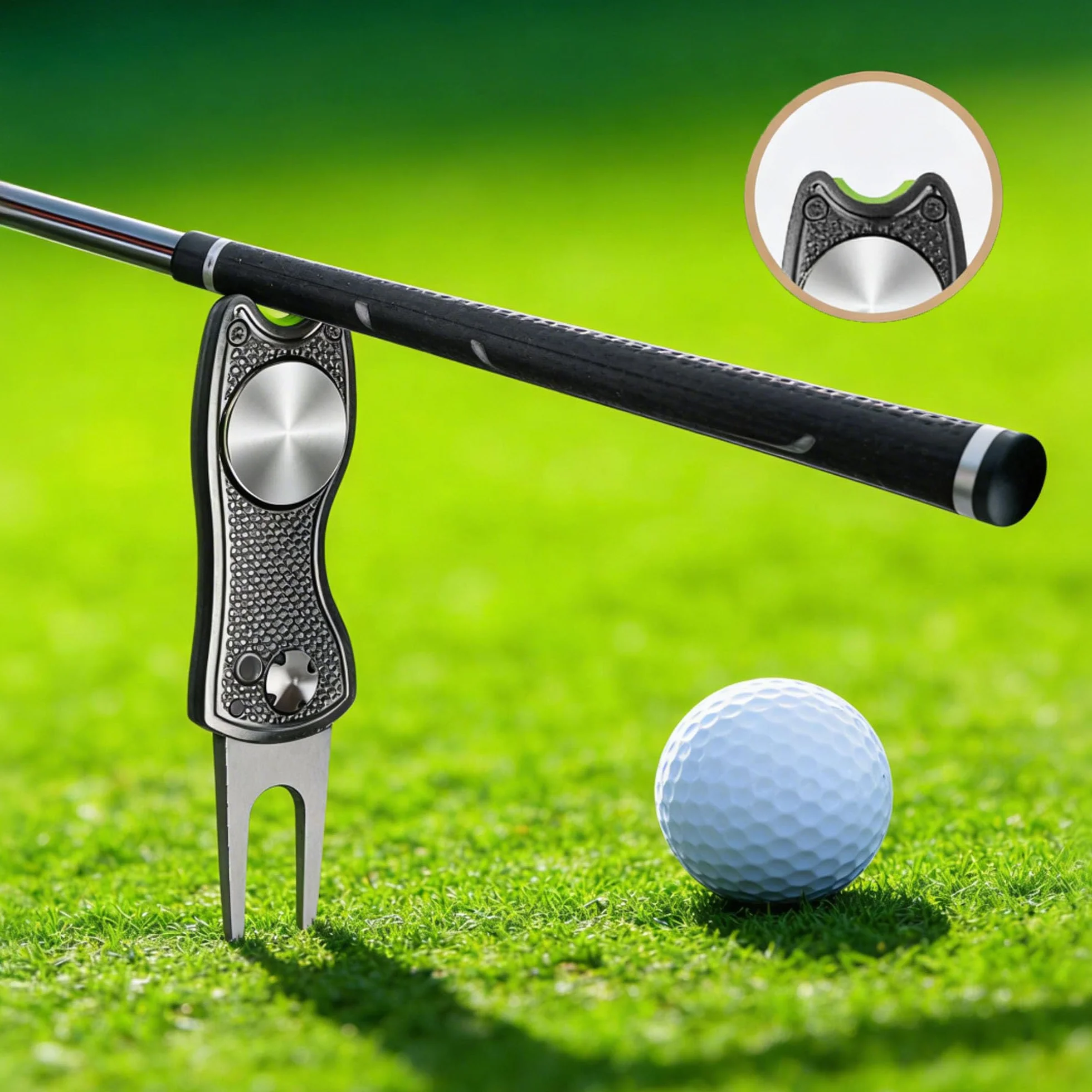 2 Pezzi Forcelle Da Golf Strumento Di Marcatore, Pitch Fork Golf, Golf Divot Strumento Di Riparazione, Per La Riparazione Di Tappeti Erbosi Verdi E Golf, Con Pennarello Magnetico Per Golfisti