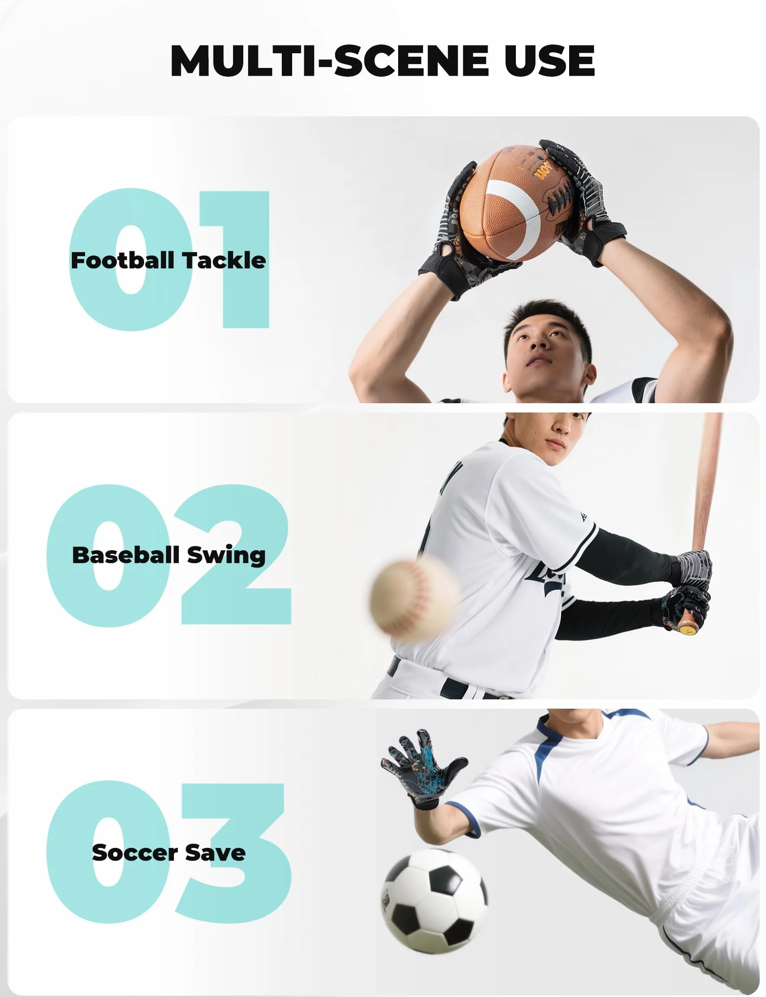 ROCKBROS Guanti da Football Americano per Ricevitore Adulti, Guanti da Allenamento Antiscivolo per Calcio Rugby Baseball Elastico e Traspirante, per Sport con la Palla e all'Aperto, Grigio