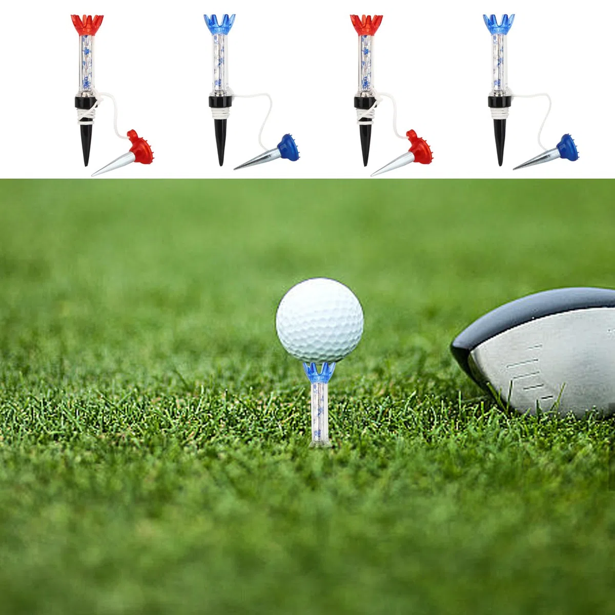 Agatige T-Shirt da Golf con Cordino, 4 Pezzi di Tee da Golf Portatili Primaverili Supporto Magnetico per Campo Pratica e Tappetino da Allenamento