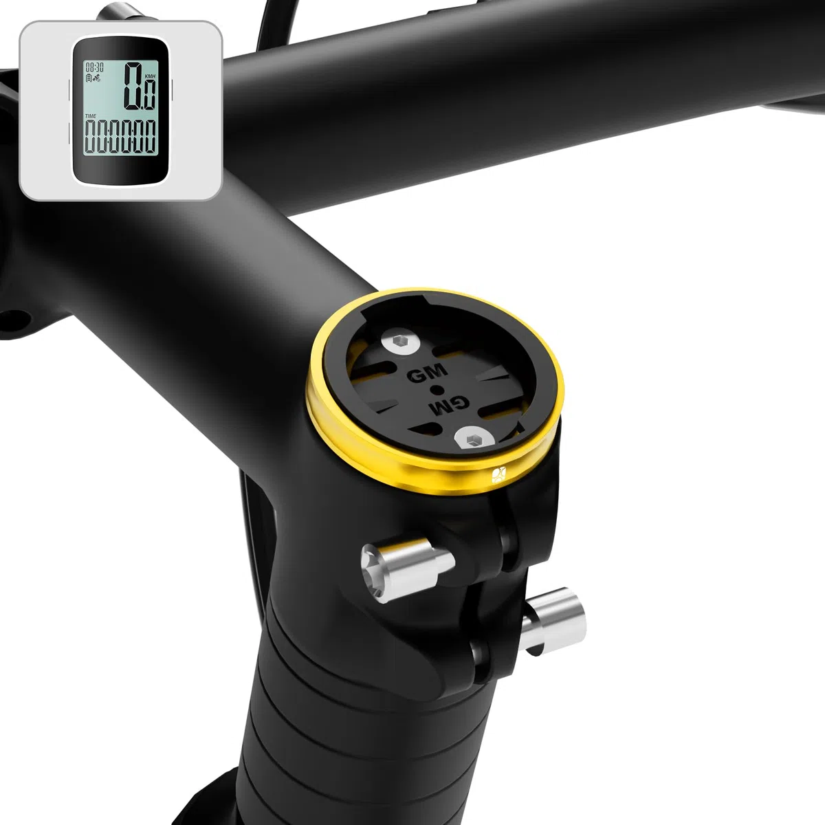 Bike Stem Top Cap Computer Mount per Garmin Edge Explore, leggera lega di alluminio per bicicletta GPS Computer Supporti Combo compatibile con Bryton, Wahoo e Cateye Giallo