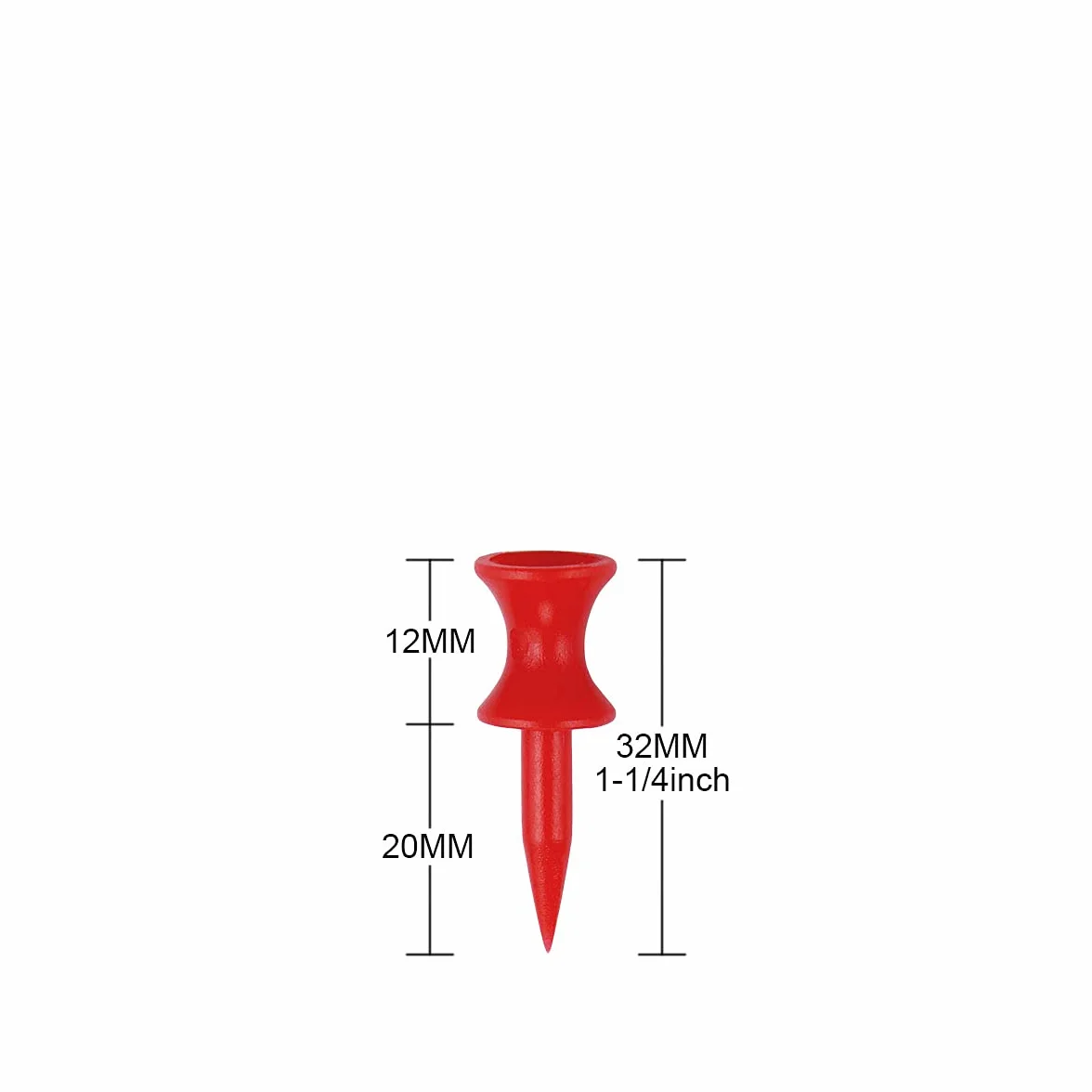Tee Golf Plastica 100 Pezzi Rosso 32mm