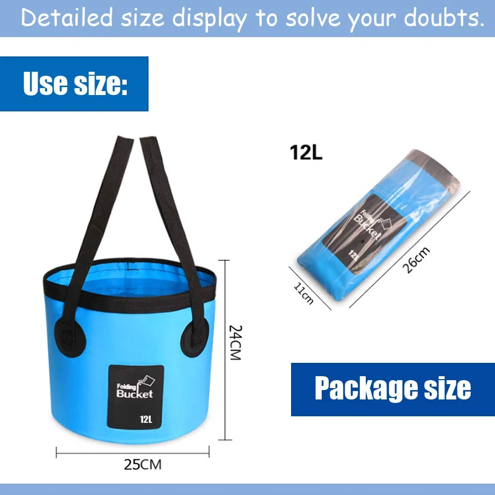 Secchio Pieghevole Benna pieghevole Portatile Multiuso(12L) Fit in Campeggio,la Pesca, Sport all'Aria Aperta, l'uso di casa, Auto Lavaggio Leggero e Facile da trasportare (blu)
