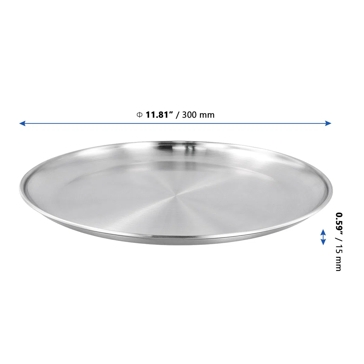 4 piatti rotondi in acciaio inox da 30 cm, piatti rotondi in acciaio inox, piatti da campeggio in acciaio inox, per picnic, barbecue