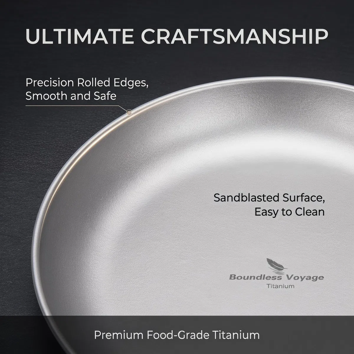 iBasingo Titanium Pan Dish Plate with Carry Mesh Bag Ultralight for Outdoor Camping Tableware Cookware Mess Kit 3 Size