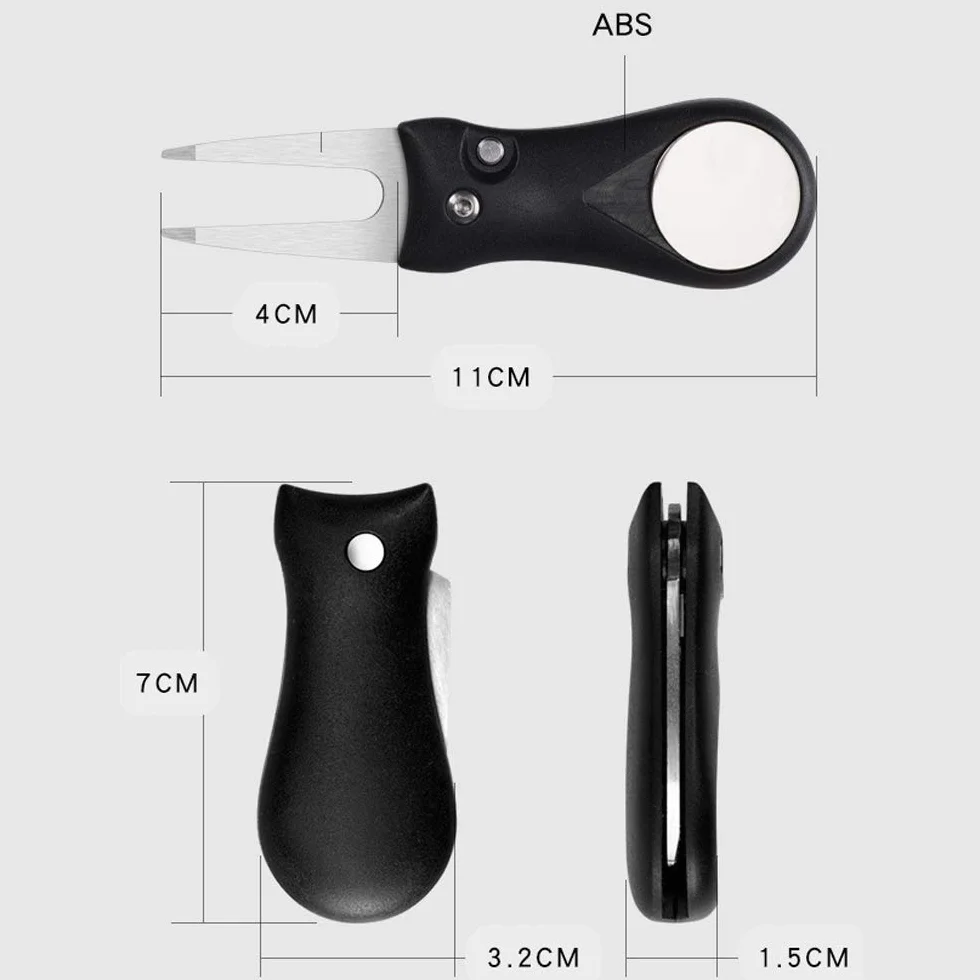 Wohlstand 2 Pz Forcelle da Golf,Strumento di Riparazione Divot da Golf,Forchetta Golf in Acciaio Inossidabile con Marcatore di Palline Magnetico,Pieghevole Forchetta da Golf per Riparazione Golfista