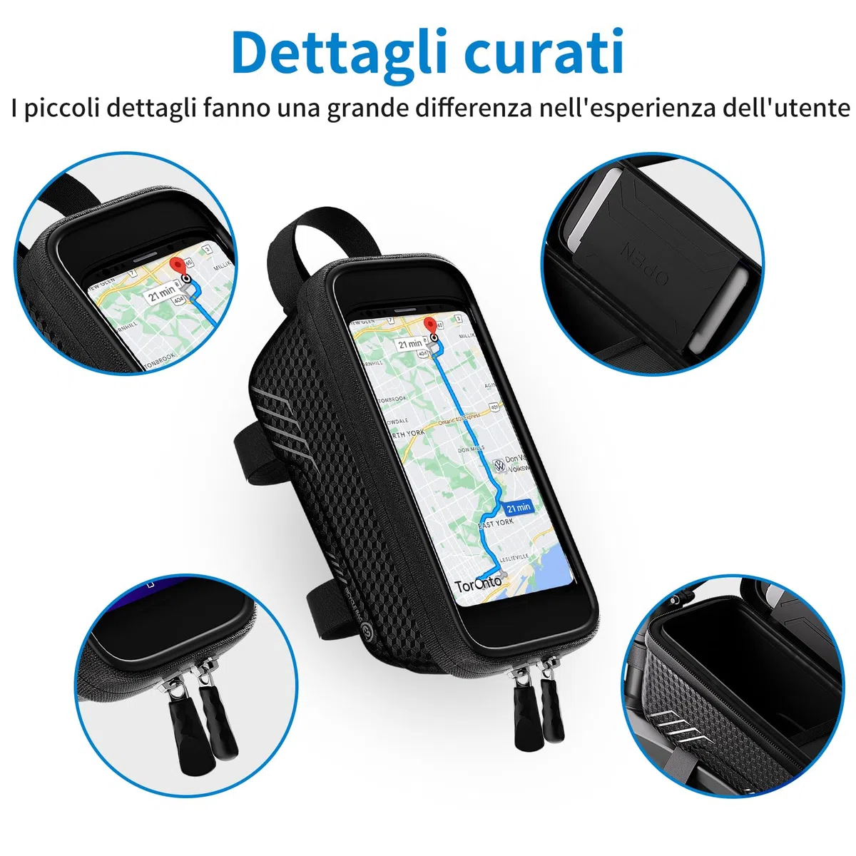 Borsa da Manubrio Bici, Accessori per Bici Borsa da Bici Telaio Impermeabile, Borsa Portacellulare per Bicicletta con TPU Screen, Borsa Bici mtb Antigraffio Adatta a Phone Sotto i 6,7''