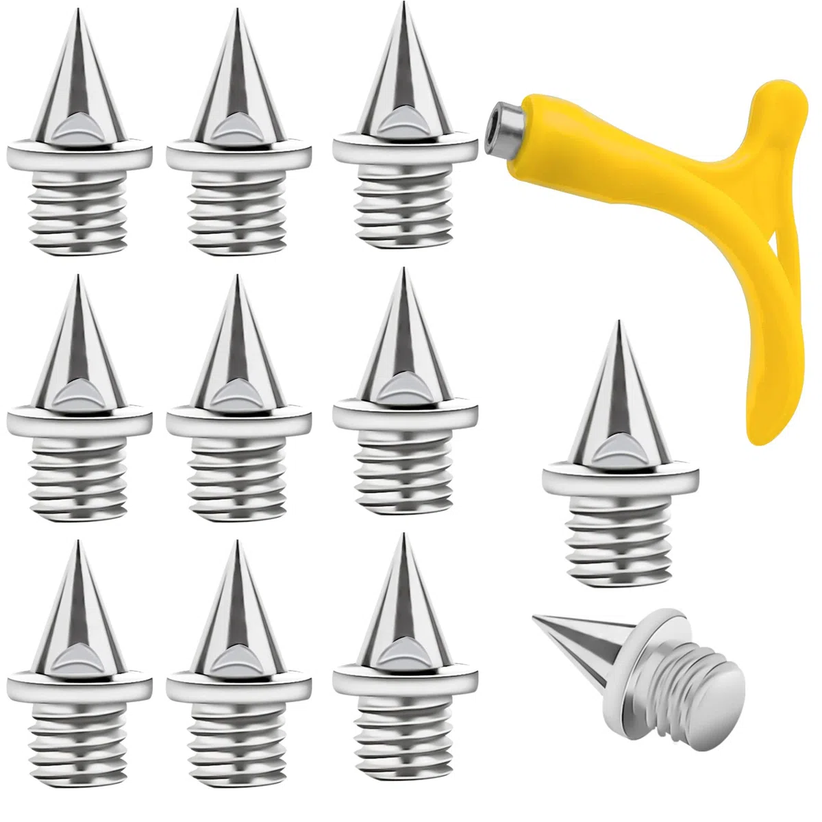 Savita 120 Pezzi 6mm Track Spikes in Acciaio Inossidabile con Chiave a Punte da 1 Pezzo, Tacchetti di Ricambio Shoe Spikes per Scarpe da Pista Scarpe Sportive Jogging Corsa (Argento)