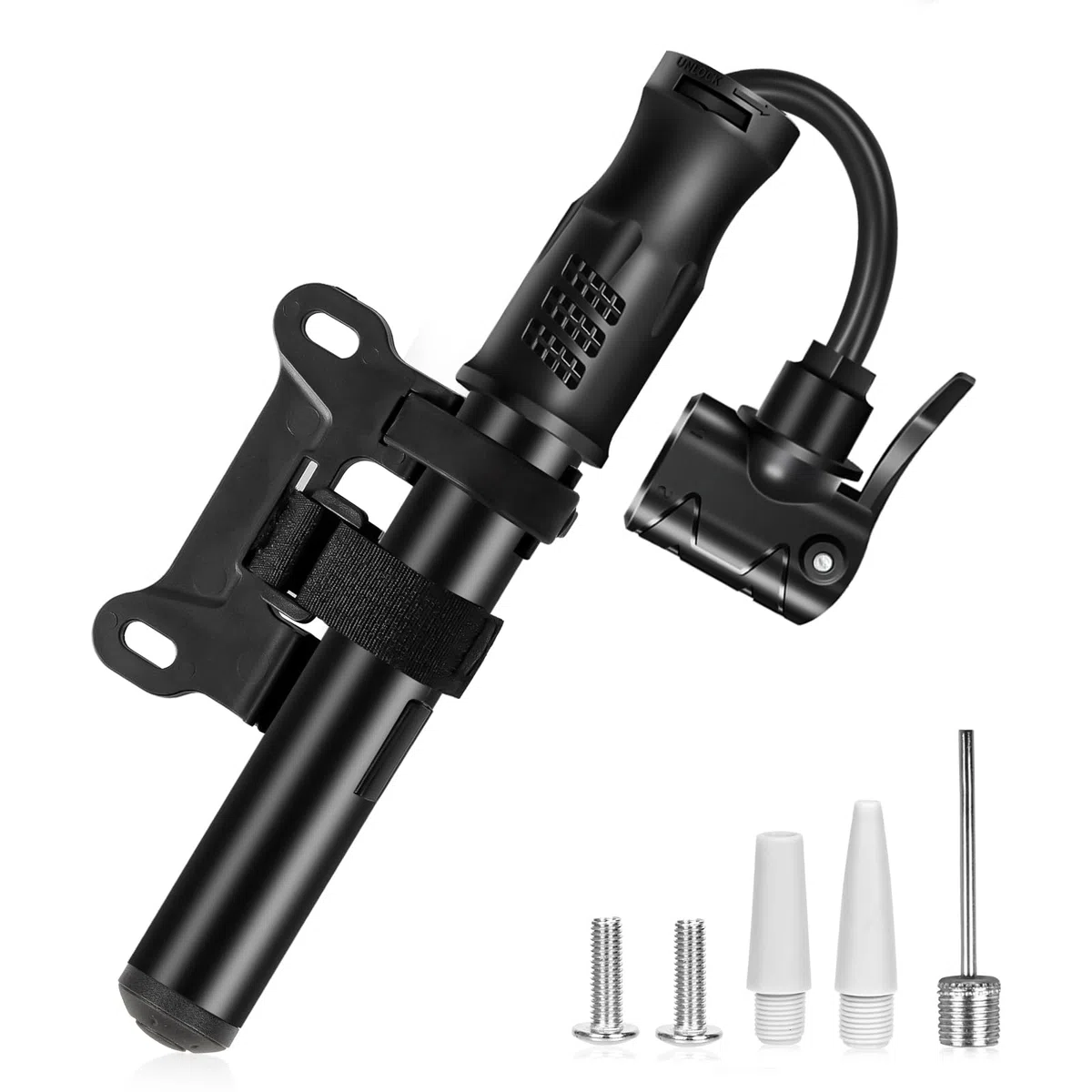 Pompa per Bicicletta, Pompa Bici con Tubo Nascosto, 100 PSI Pompa Bicicletta Universale Adatta per Valvola Presta Schrader, Portatile Pompa Bici per Corsa, Strada, MTB, Biciclette Bambini