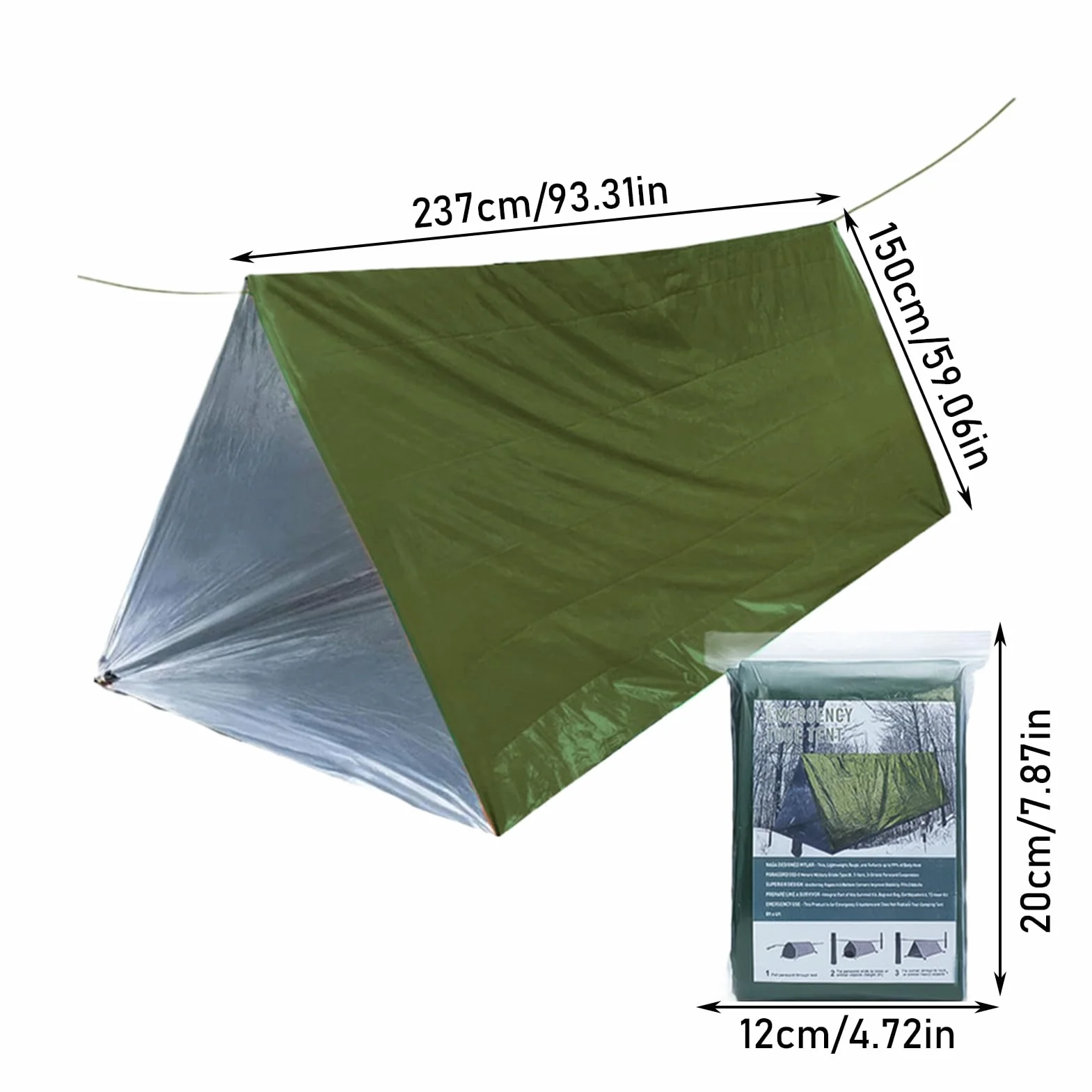 Telo termico sopravvivenza campeggio kit sacco a pelo leggero riflettente impermeabile alpinismo escursionismo