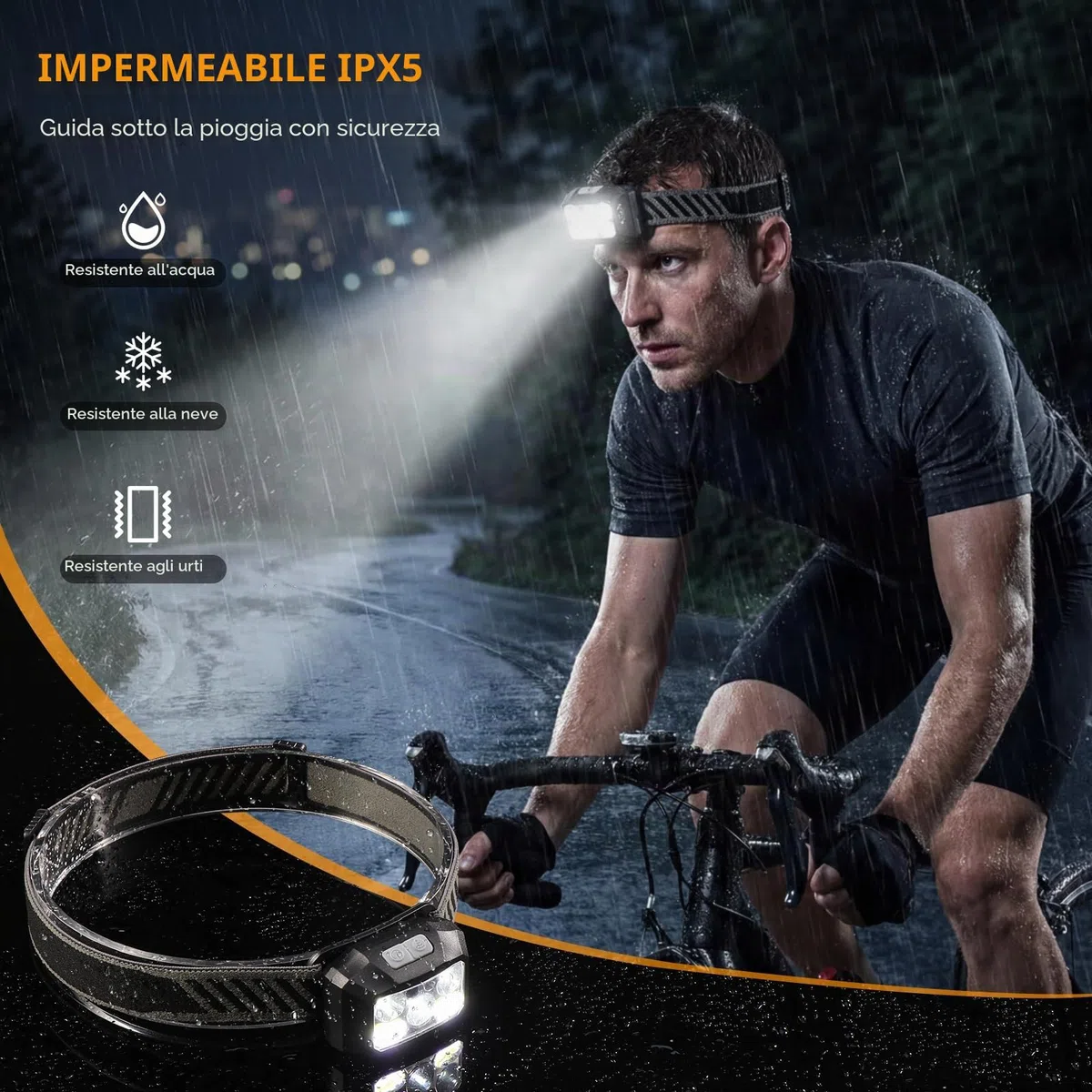 Diboniur Torcia Frontale Dimmerabile, Lampada Frontale LED Ricaricabile, 10 Modalità e Sensore Movimento, IPX5 Impermeabile, Torcia da Testa per Running/Camping