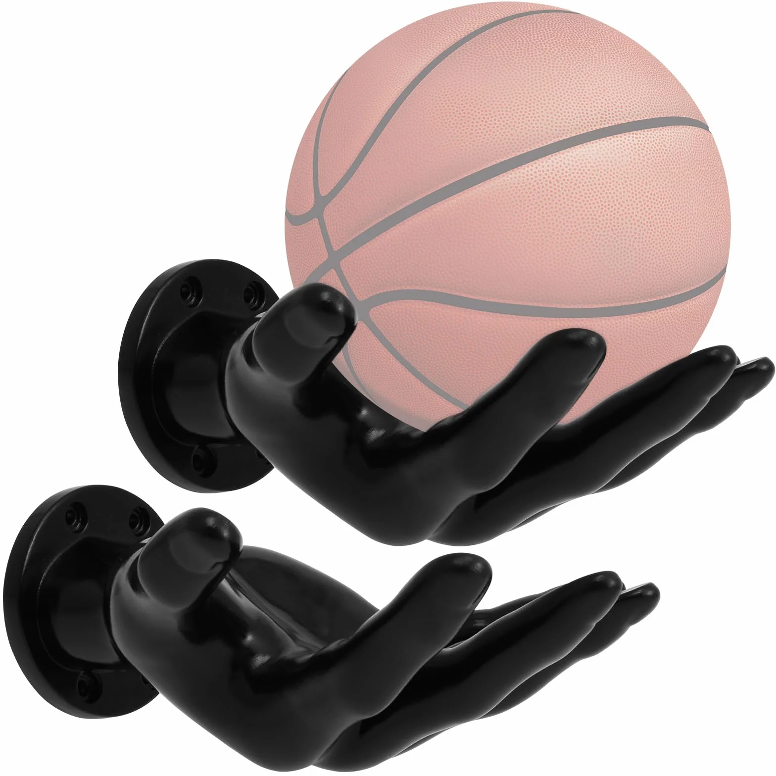 Supporto da parete a mano, 15 x 21,5 cm, ultra sicuro, stabile con 4 viti, 4 chiodi, supporto creativo per pallacanestro, pallavolo