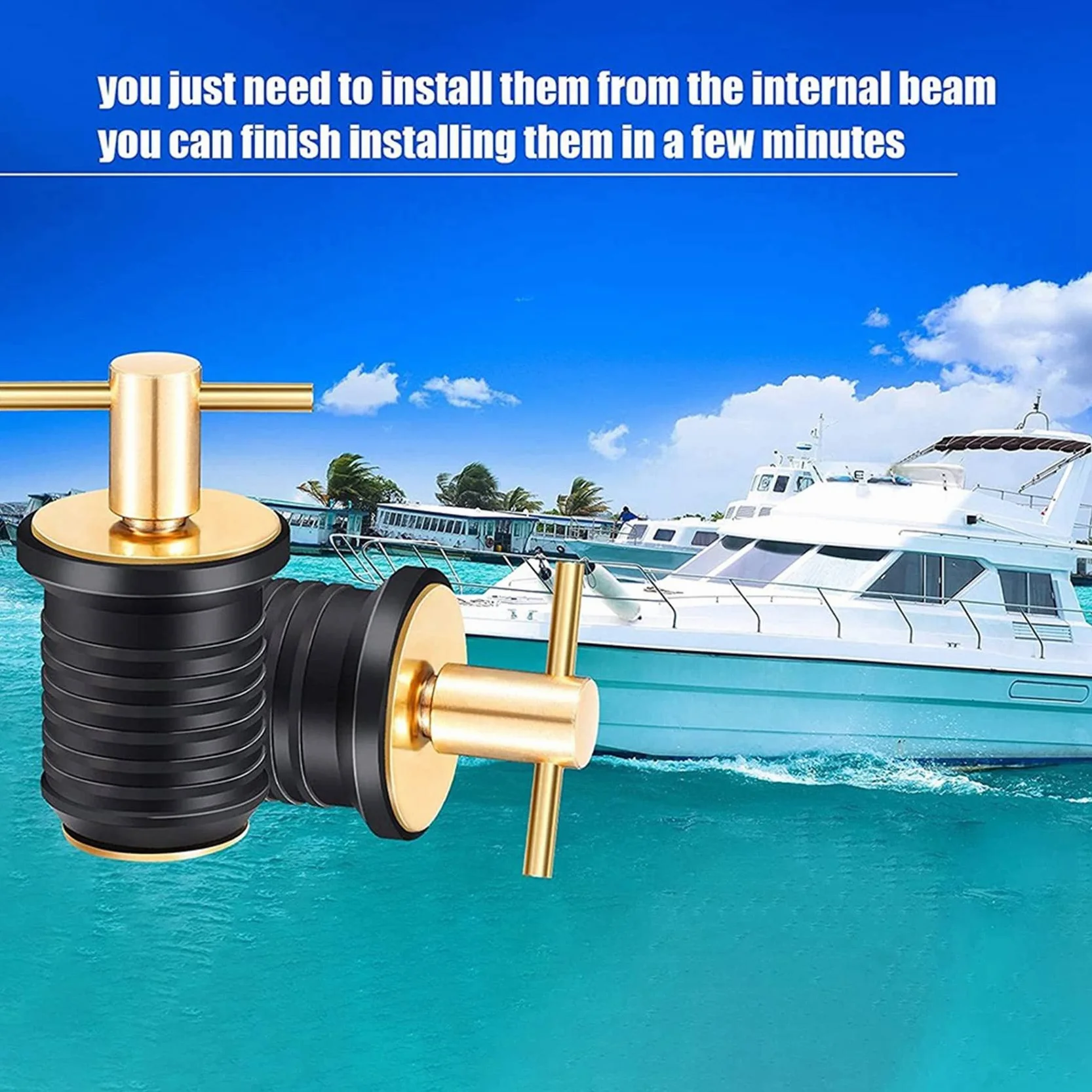 2 Pezzi Tappo di Scarico con Impugnatura per Barche Marine Twist-Turn Gomma Manico