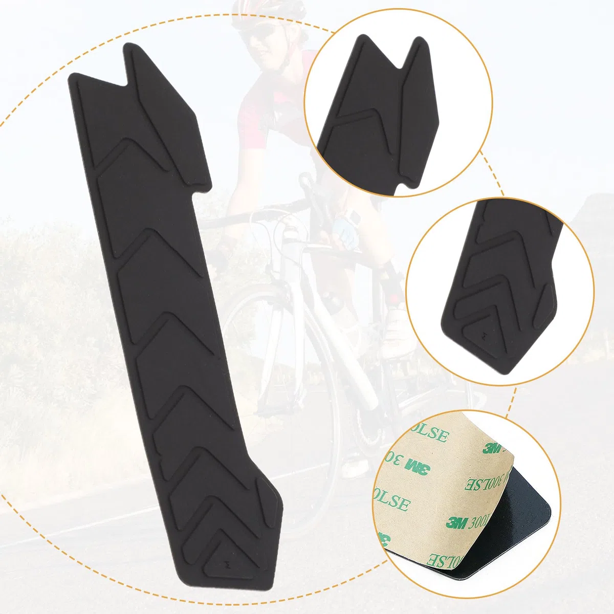 2Pezzi Paracatena per MTB Adesivi in Silicone,Protezione per Telaio della Bicicletta,Protezioni per Catena in Silicone per Mountain Bike,Protezione Nera per Foderi Orizzontali per Mountain Bike