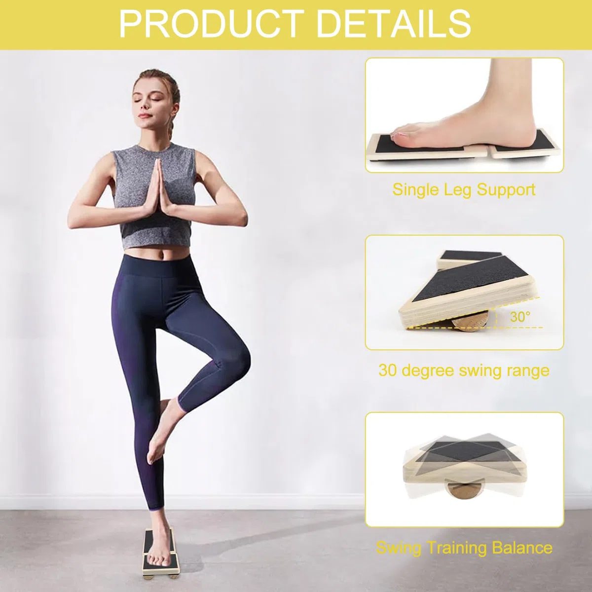 Legno Tavoletta Propriocettiva Caviglia, Balance Board, Tavola Propriocettiva Per Lo Stretching Della Caviglia, Esercizi Di Stabilità, Correzione Della Postura