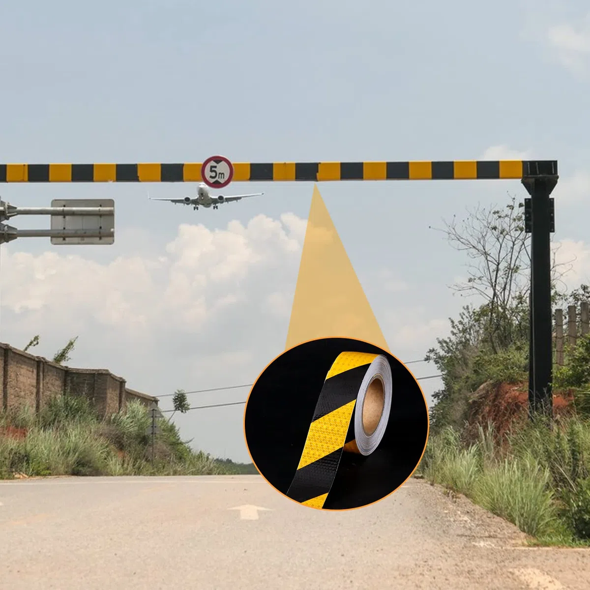 25M x 5cm Nastro Segnaletico Nastro Catarifrangente Alta Visibilità Adesivo Nastro Adesivo Giallo Nero Per Auto Moto Veicoli E Trattori Bicicletta Attività Notturna