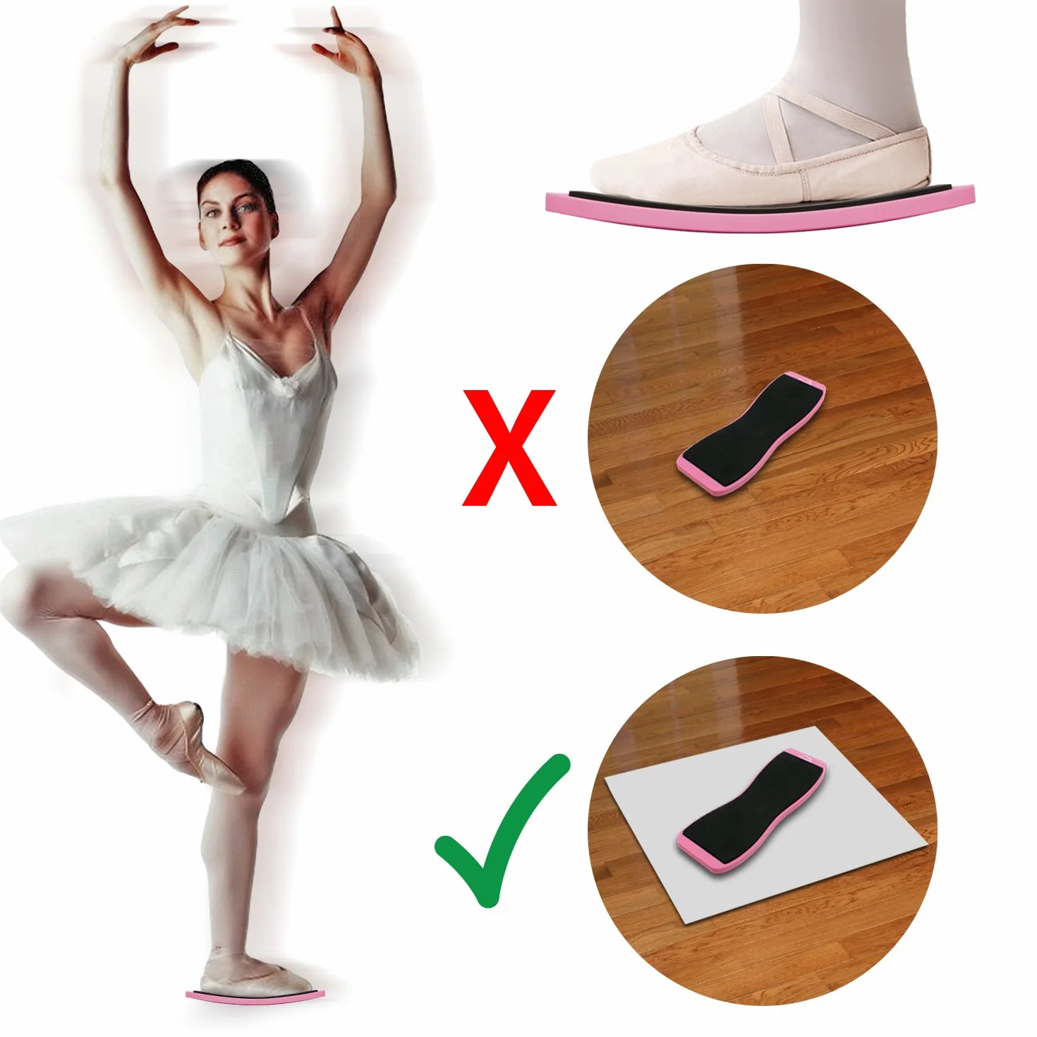 CampTeck U6766 Tavoletta Turning Board Ballet Pirouette Board per Ballerini, Allenamento Equilibrio del Piede, Pratica di Rotazione, Pattinaggio Artistico - Rosa, 1 Pezzo