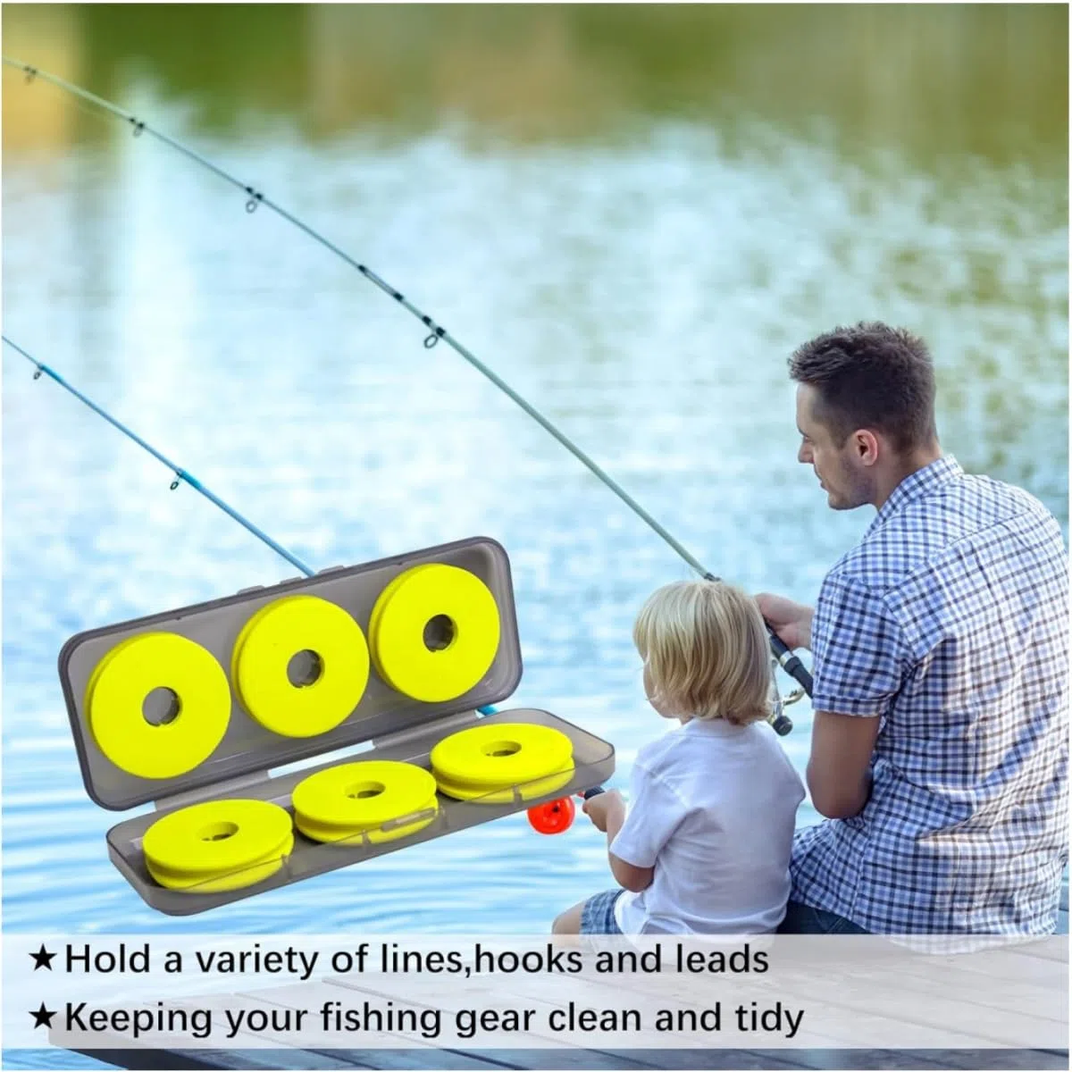 Lenza di Pesca stoccaggio,6 Pezzi Bobine da Pesca in Schiuma Porta Terminali Pesca Bobine Avvolgilenza Schiuma Bordo di avvolgimento di Pesca della Schiuma,con Scatola in Plastica