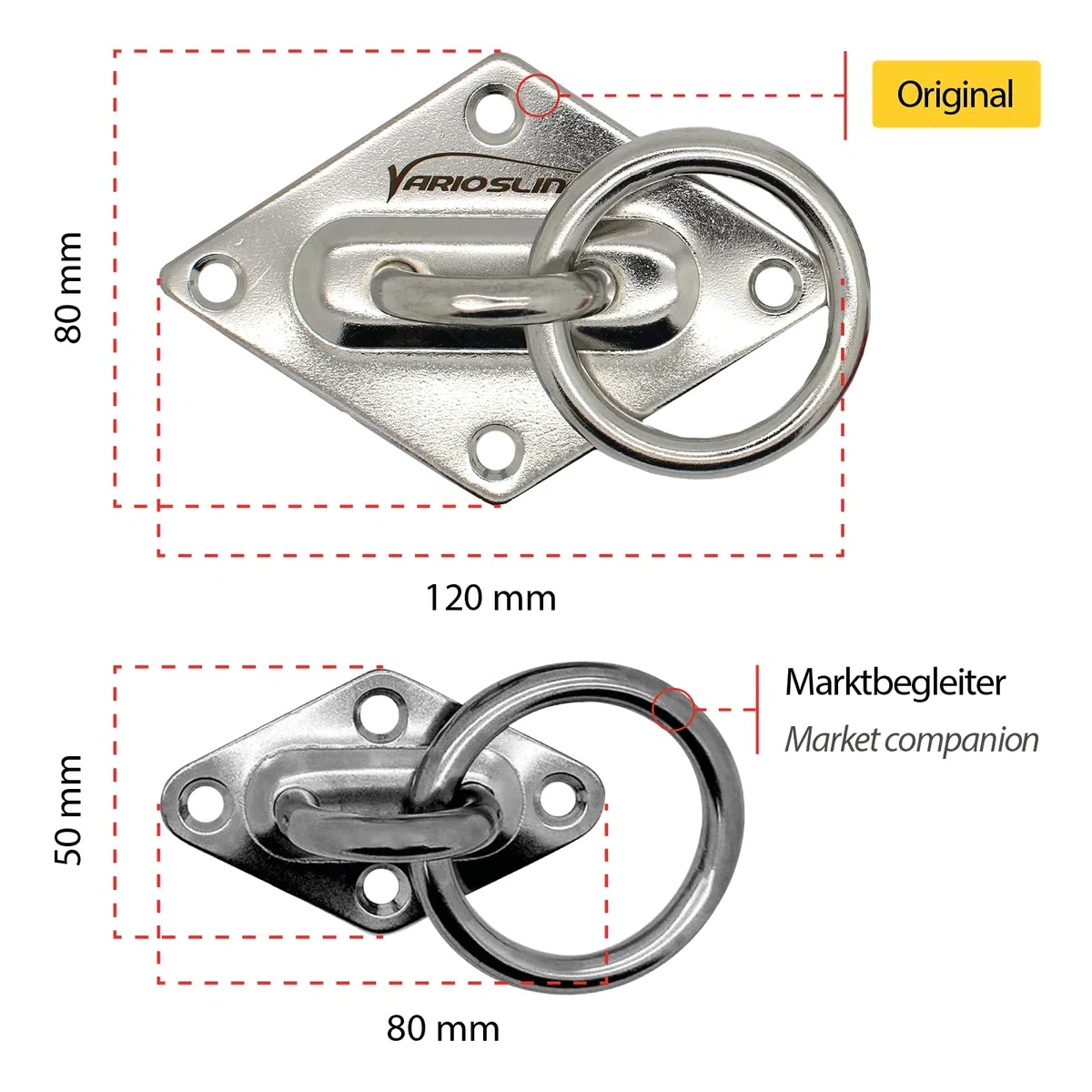 Placca con Occhiello/Uncino e Anello per Parete o Soffitto - Attrezzi per Un Allentamento in Sospensione/Sling Trainer