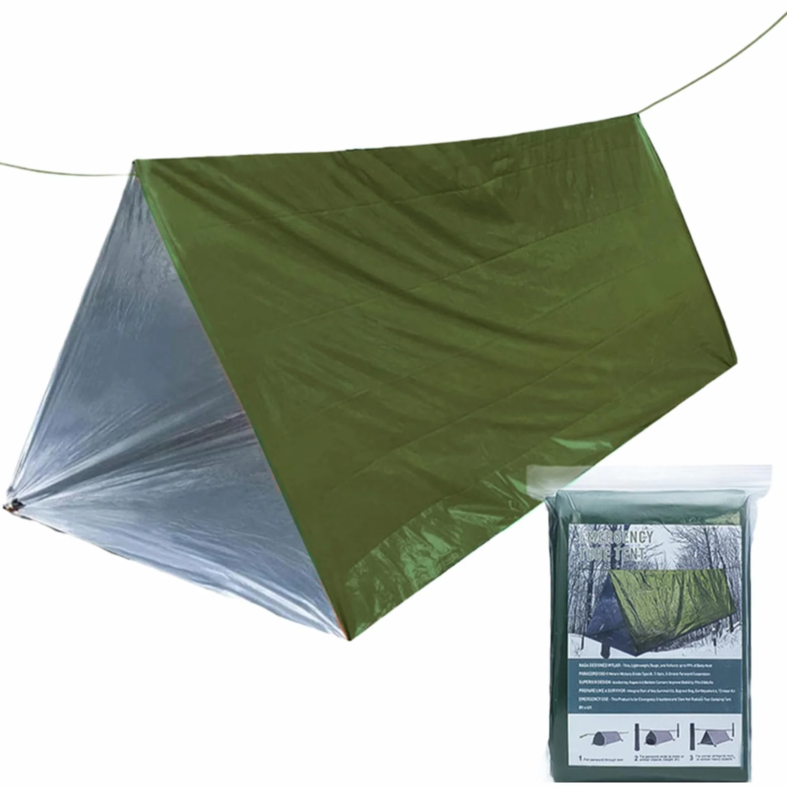 Telo termico sopravvivenza campeggio kit sacco a pelo leggero riflettente impermeabile alpinismo escursionismo