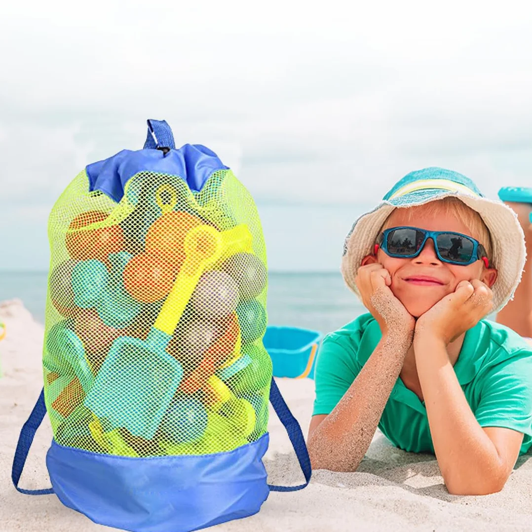 Borsa per giocattoli da spiaggia, borsa da spiaggia in rete, zaino per giochi acquatici, borsa da spiaggia grande, per bambini piccoli, ragazze e ragazzi, borsa da nuoto