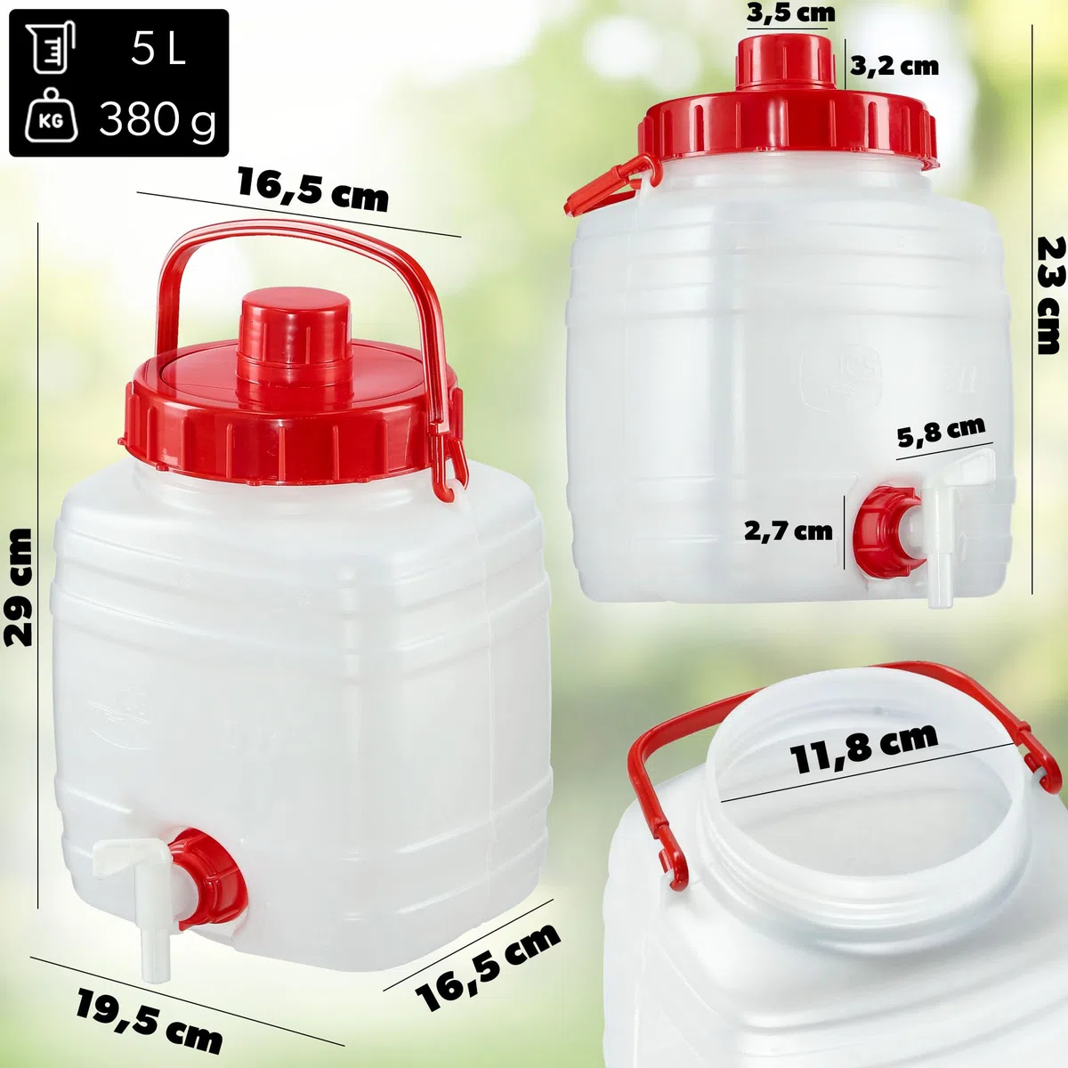 KADAX Tanica per acqua, botti per bevande in plastica, tanica per acqua potabile, serbatoio dell'acqua con rubinetto, serbatoio per acqua, tanica per bevande con guarnizione in gomma