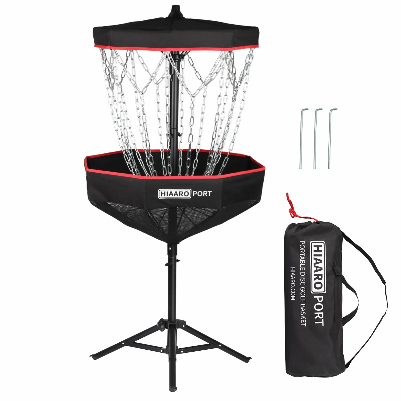 Cestino da golf portatile a disco con 16 catene resistenti, bersaglio pieghevole da golf frisbee con borsa per il trasporto per esercitarsi