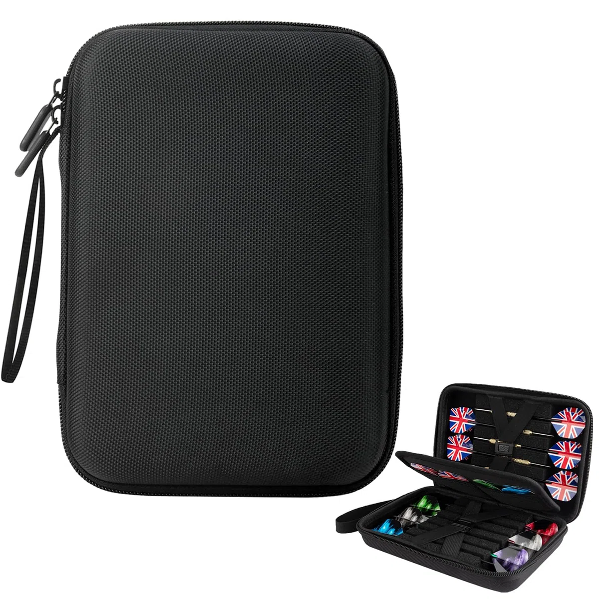 Custodia per Freccette, 1 Pezzo Eva Borse per Freccette, Custodia per Freccetta con 4 Tasche in Rete, Contiene 12 Freccetta, Compatibile con Freccettes a Punta Morbida e Freccettes a Punta(Nero)