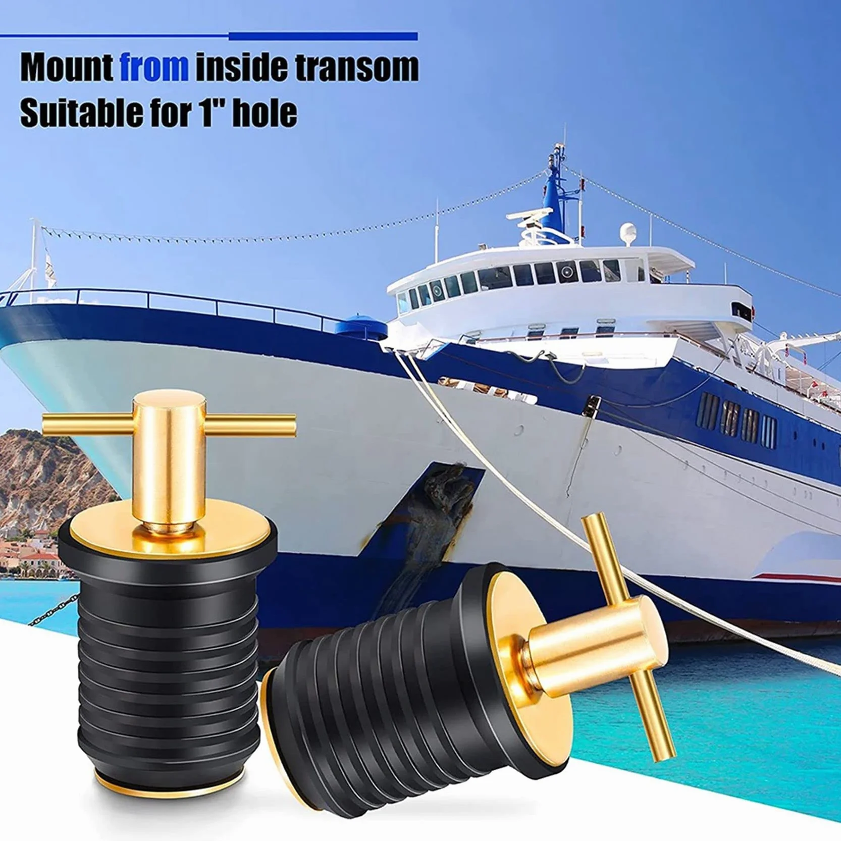 2 Pezzi Tappo di Scarico con Impugnatura per Barche Marine Twist-Turn Gomma Manico