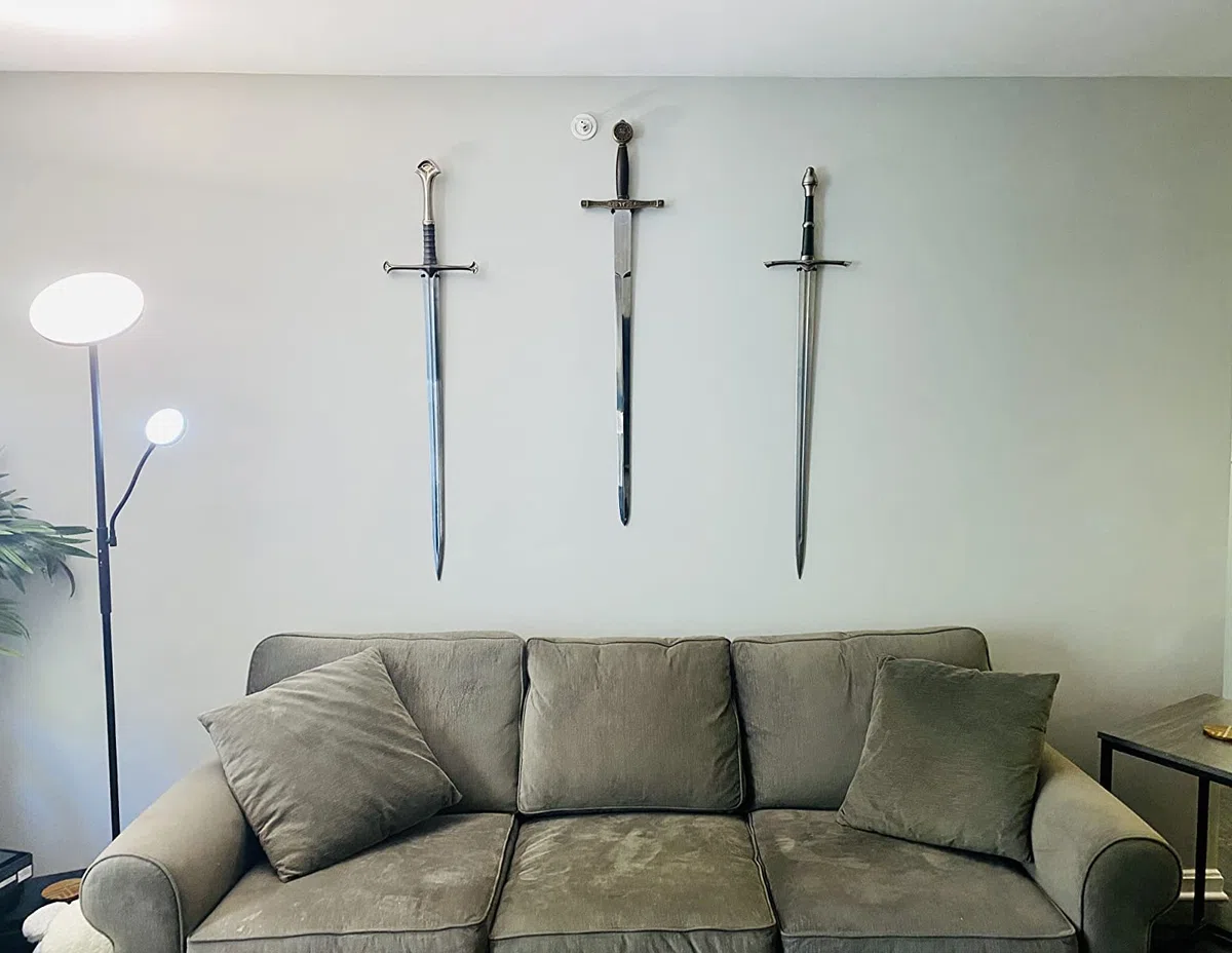WANLIAN Parete -monte spada spada spada gancio muro -supporto display montato per spada singola parete verticale Frame di spada universale installato (Nero 1 confezione)
