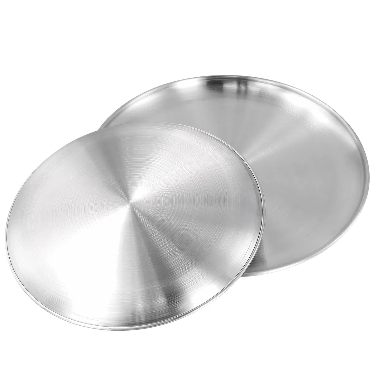 4 piatti rotondi in acciaio inox da 30 cm, piatti rotondi in acciaio inox, piatti da campeggio in acciaio inox, per picnic, barbecue