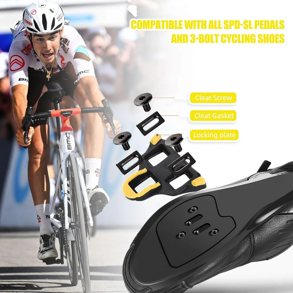 Tacchette Bici, 2 PCS Tacchette bici da corsa, Compatibili Tacchette Shimano SPD SL, Scarpe MTB Pedali Bicicletta, Antiscivolo/unzione Memoria di Posizione, Compatibili Shimano SPD SL SH11/SH12/SH10