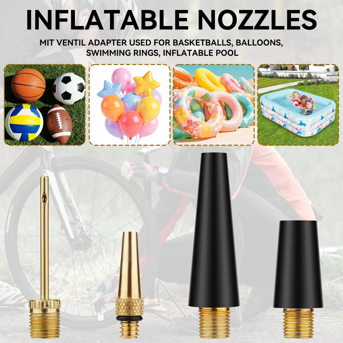 DDJ Set di adattatori per valvole Presta a Schrader, kit da 21 pezzi in ottone con aghi per pompa a sfera, universale, per biciclette e scooter elettrici