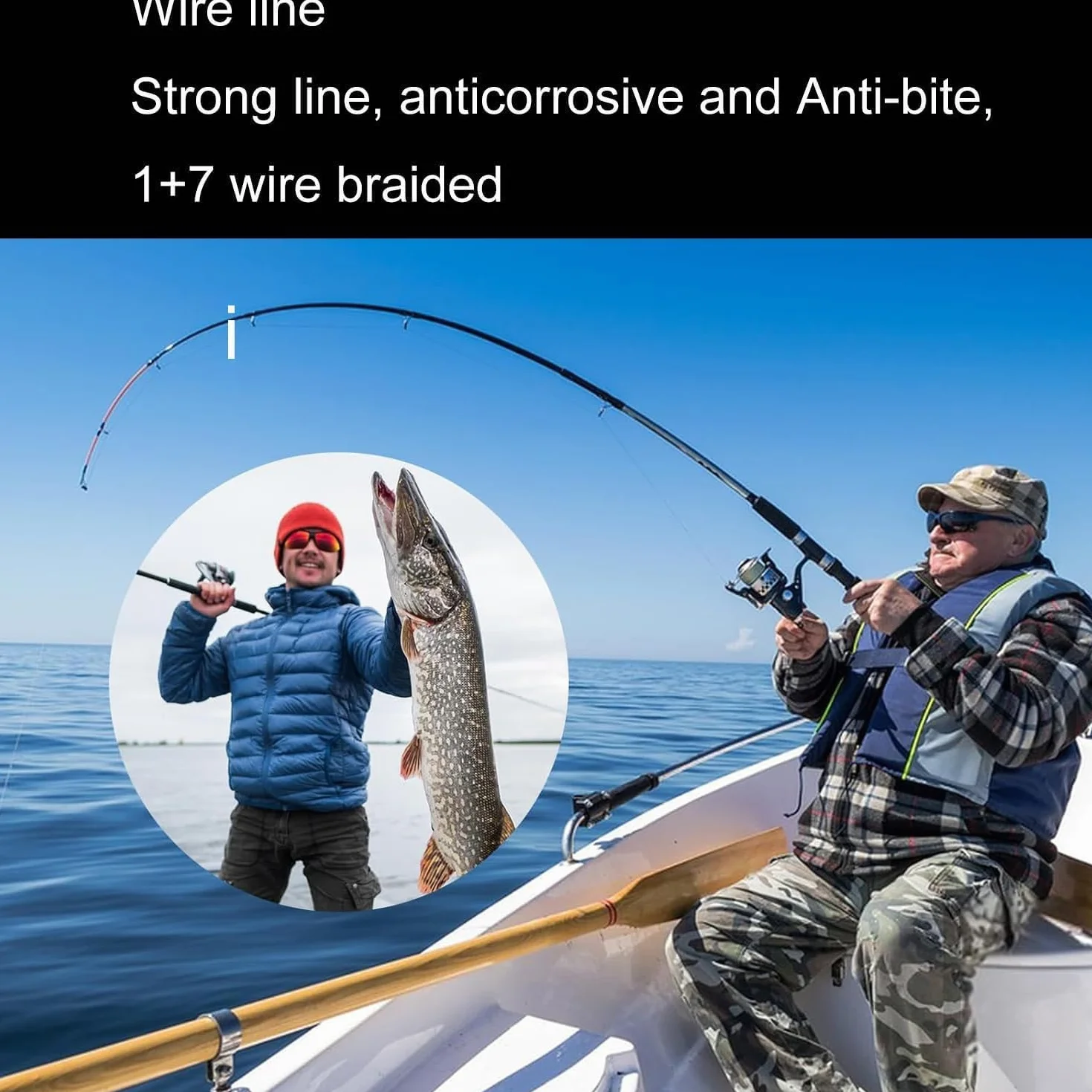 KIMHOME Ami da pesca verdi da 20 cm con terminale (test 22,7 kg), confezione da 20 pezzi, filo resistente anti-morso, in acciaio al carbonio resistente alla corrosione, affilato per luccio, pesce