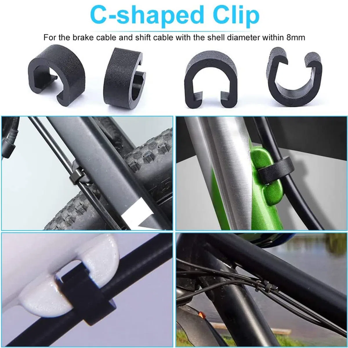 10 clip a C in alluminio, staffe di fissaggio per bicicletta per fissare i tubi dei freni al telaio