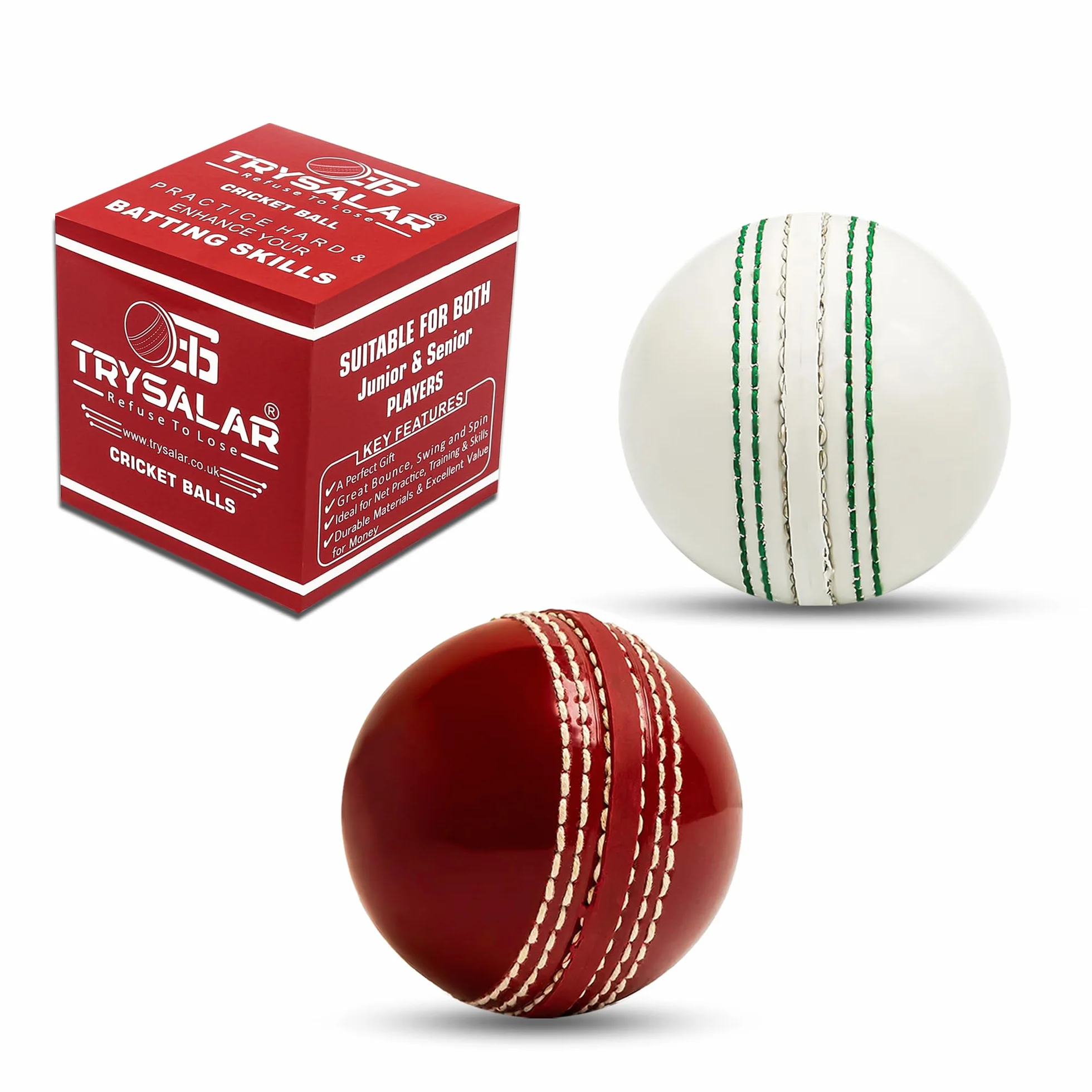 Palline da cricket in gomma morbida per allenamento con cuciture durevoli (rosso)