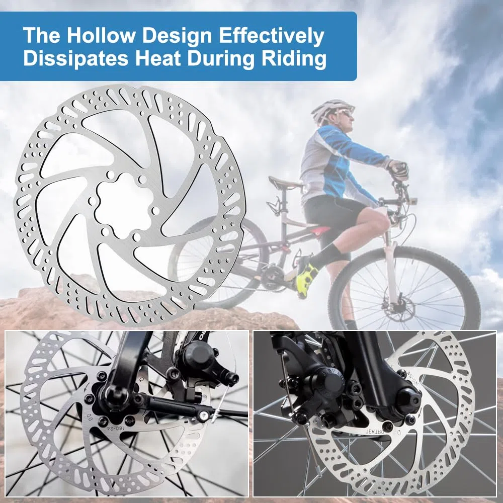 Set di 2 Disco Freno Rotore, 160mm Rotori Freno Disco Per Bicicletta, 6 Fori, in Acciaio Inox, con 12 Viti, per la Maggior Parte della Mountain Bike e Bici da Strada, Distanza Relativa Tra i Fori 44mm