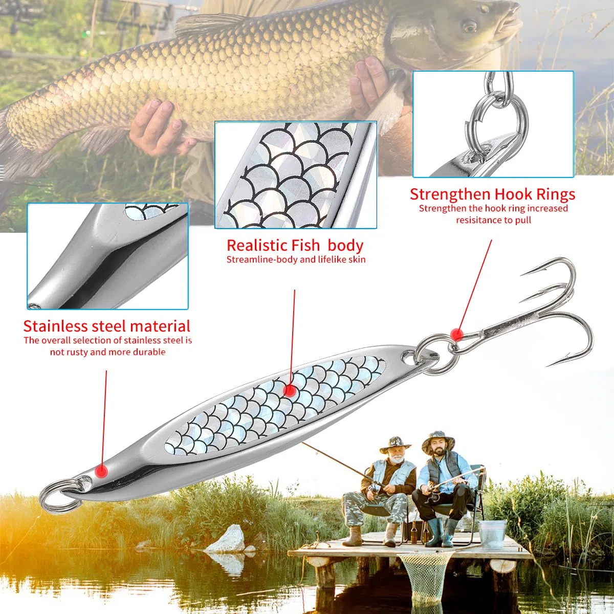 5pcs dexter cuneo esche da pesca mare trota esche fetta di metallo cucchiaio ami tripli sgombro paillettes spinner esche dure pesca in mare filatori luccio esche