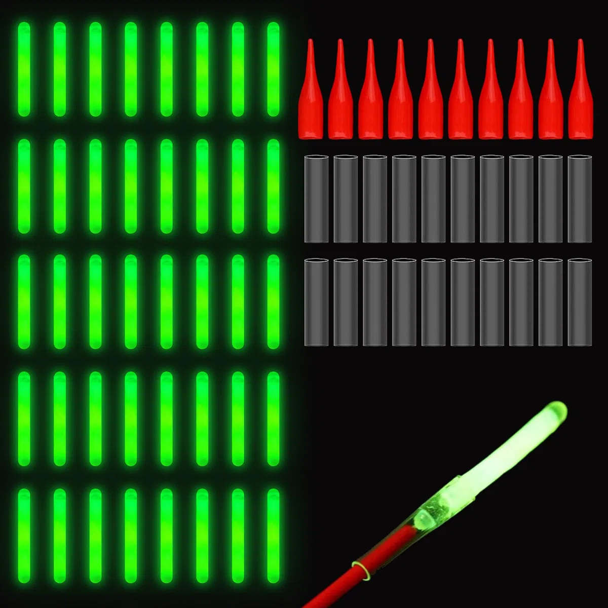 TXS 50 Pezzi Luce Fluorescente Pesc, Bastoni di Light di Pesca, Bastone Luminoso da Pesca 37,5 * 4,5mm, Starlight Pesca, Starlight Pesca Notturna per Pesca Notte