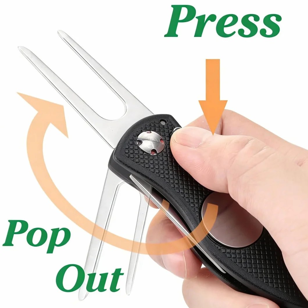 2 Pezzi Forcelle Da Golf Strumento Di Marcatore, Pitch Fork Golf, Golf Divot Strumento Di Riparazione, Per La Riparazione Di Tappeti Erbosi Verdi E Golf, Con Pennarello Magnetico Per Golfisti