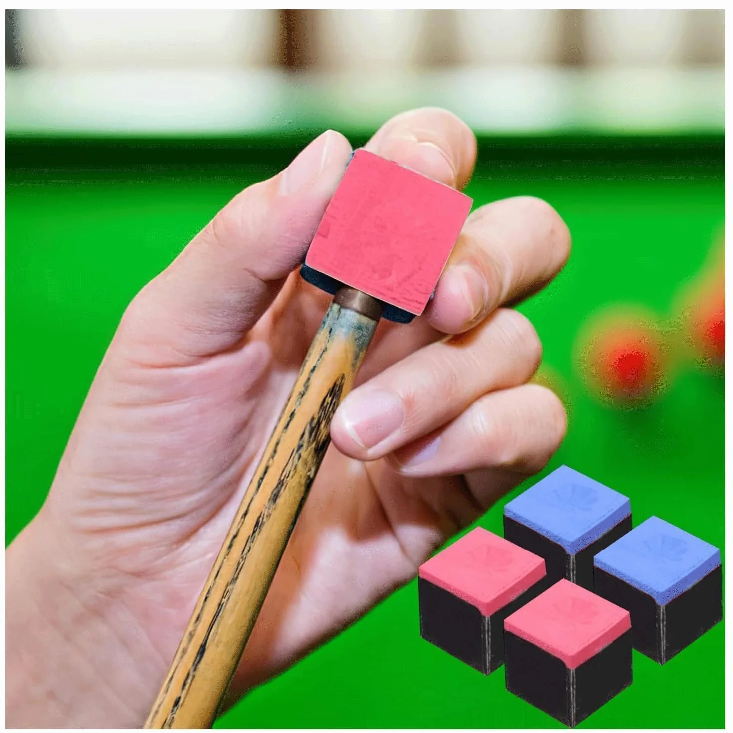 Gesso da Biliardo,24 Pezzi Gessetto Biliardo,Gessetti per Stecche da Biliardo,Biliardo Gessetto Cubetti,Gessetto Biliardo Scatola,Gessetti per Tacchetti da Biliardo (Blu/Rosso)