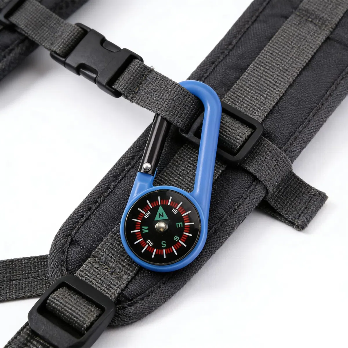 Confezione da 10 moschettoni colorati con moschettone, portatili, mini bussola, portachiavi, clip per attività all'aperto, escursionismo, campeggio, viaggi e navigazione