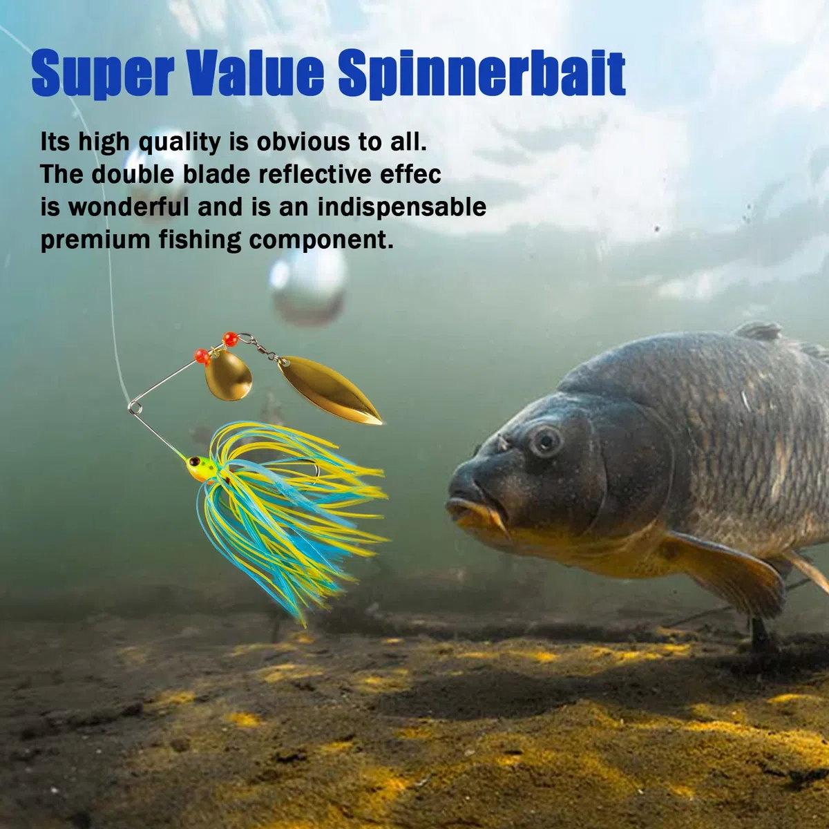 5 Pezzi Esche da Pesca, esche artificiali spinning, buzzbait, Spinnerbait, Jigs Lure