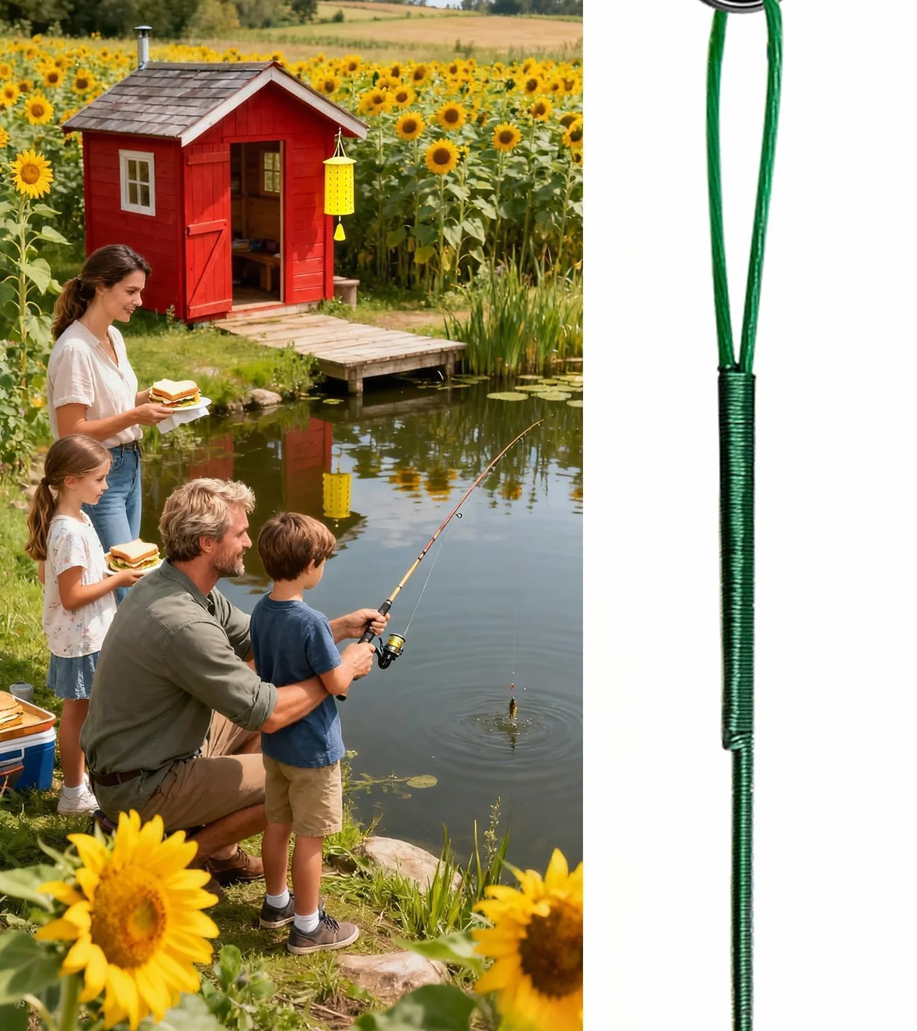 KIMHOME Ami da pesca verdi da 20 cm con terminale (test 22,7 kg), confezione da 20 pezzi, filo resistente anti-morso, in acciaio al carbonio resistente alla corrosione, affilato per luccio, pesce