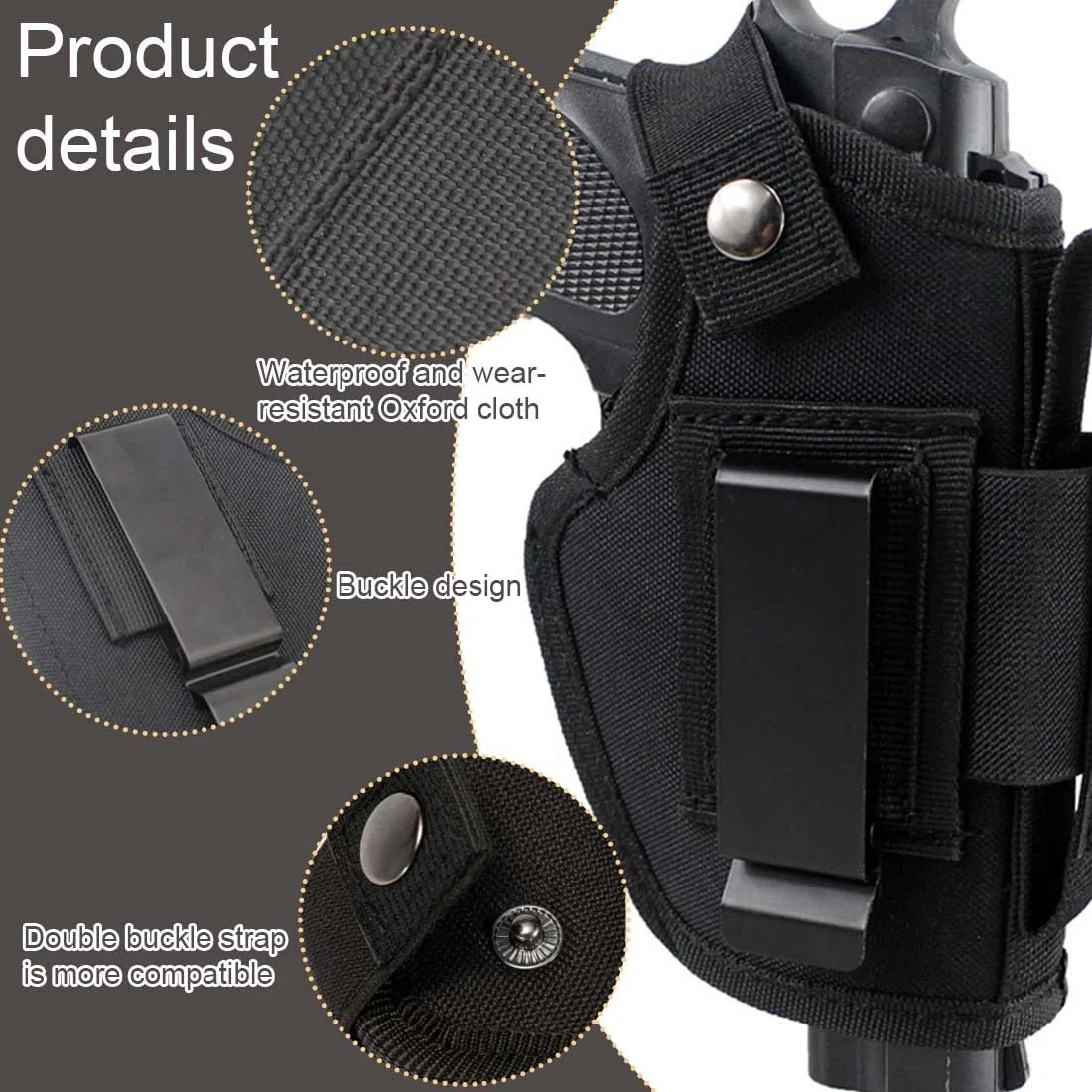 Fondina da Trasporto Nascosta, 2 Pezzi Fondina da Cintura Pistola, Fondina per Pistola Nascosta, Borsa Tattica per Pistola in Vita, Fondina Pistola Destra Sinistra Universale